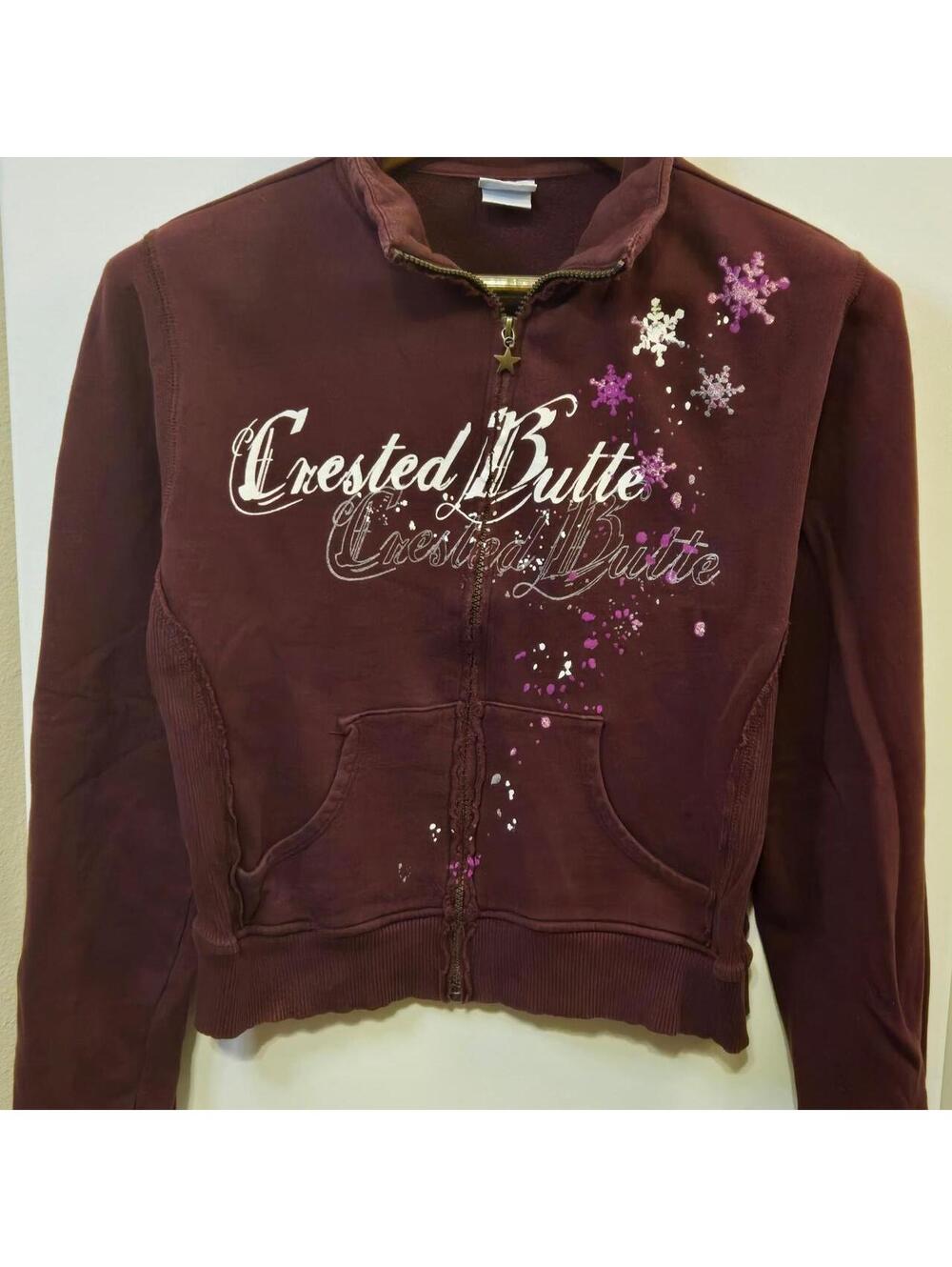 VINTAGE Y2K EMI Sportswear Crested Butte Rhinestone Zip-Up Sweatshirt